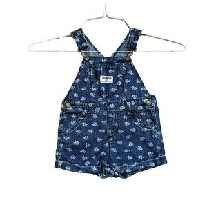 OshKosh Overalls Shorts Baby Girls Floral Ovealls Shortalls B’Gosh Vestback 18M